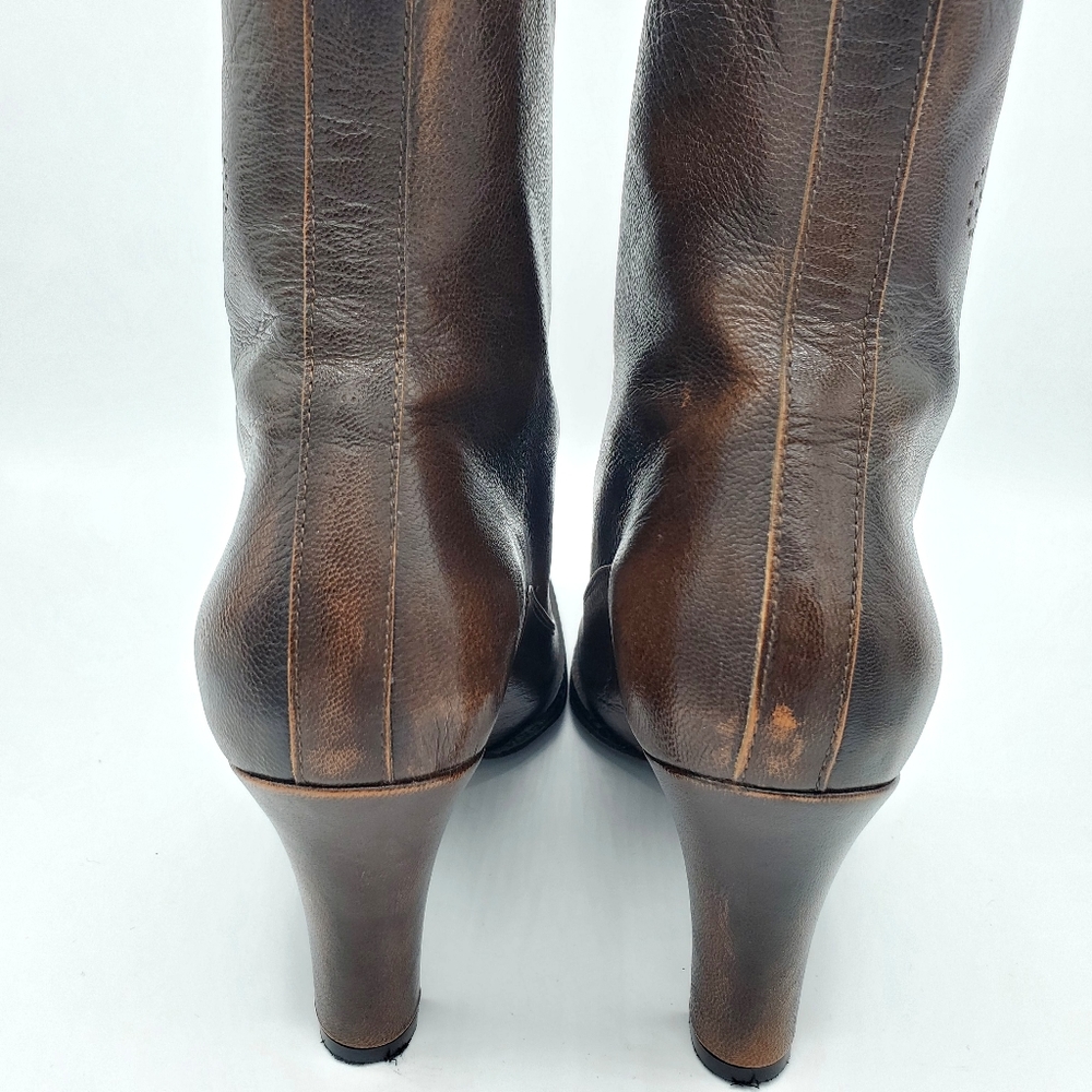 ESPACE ROBERT CLERGERIE BROWN LEATHER BOOTIES 7B - Picture 3 of 8